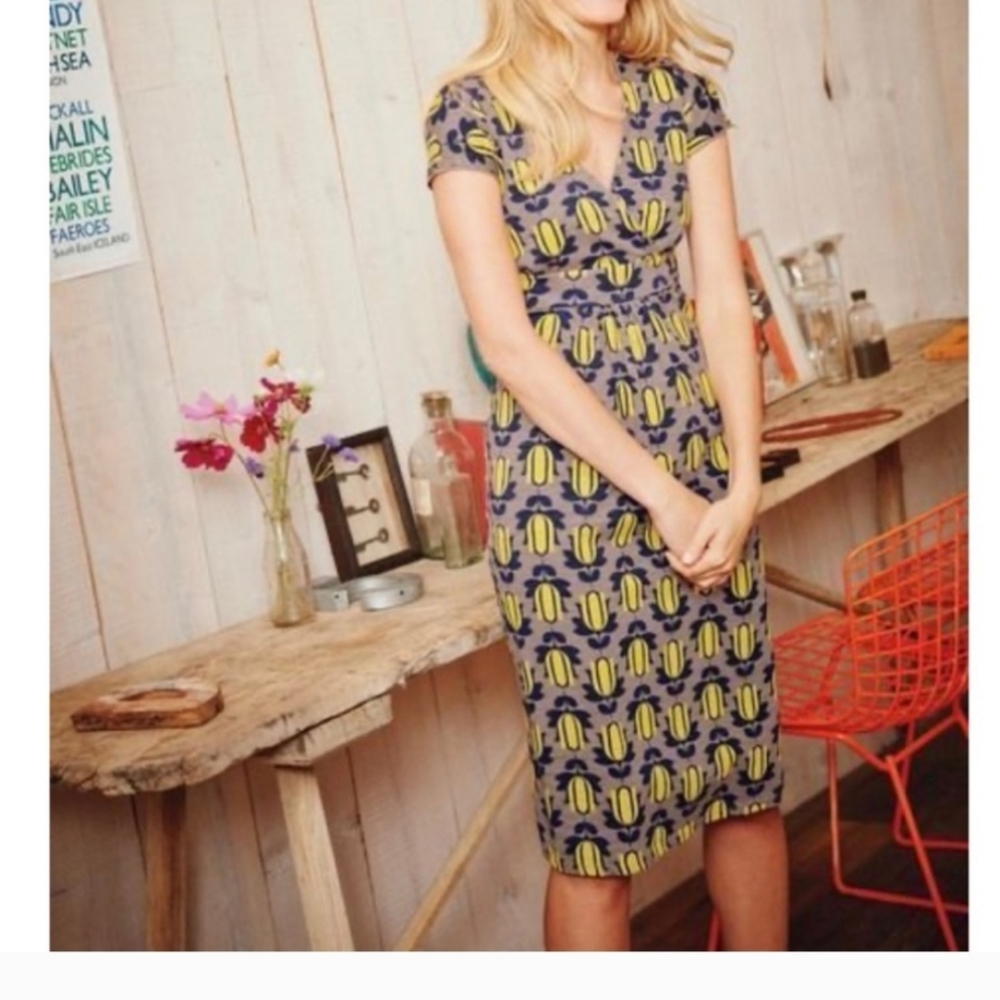 Boden casual jersey day dress cap sleeve tulips